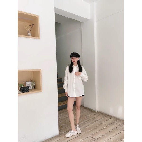 ÁO SƠ MI OVERSIZE NƠ LƯNG TIỂU THƯ ULZZANG