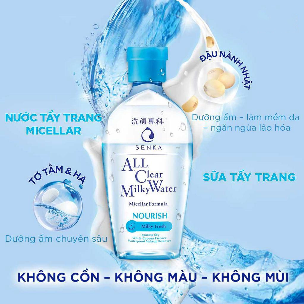 Nước tẩy trang Senka dưỡng trắng cho da mụn không cồn da nhạy cảm 230ml Rose.beautify