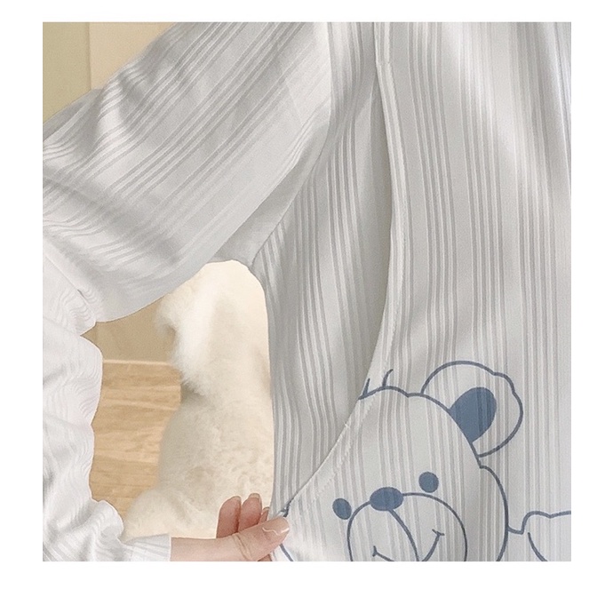 Shop Bầu Mẹ Mon - Đồ Bộ Bầu Đồ Bộ Mặc Nhà Sau Sinh Dài Tay Cho Con Bú Mẫu Pyjama Cotton Có Lỗ Thoáng Khí size đến 100kg