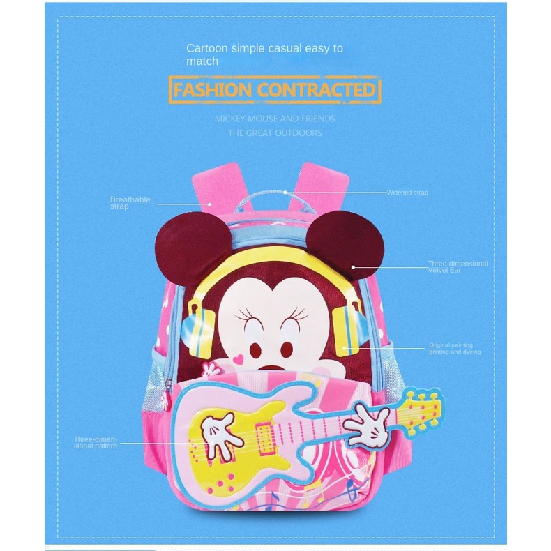 Ba Lô Đi Học Họa Tiết Hoạt Hình Disney Xinh Xắn Dành Cho Bé 1-8 Tuổi