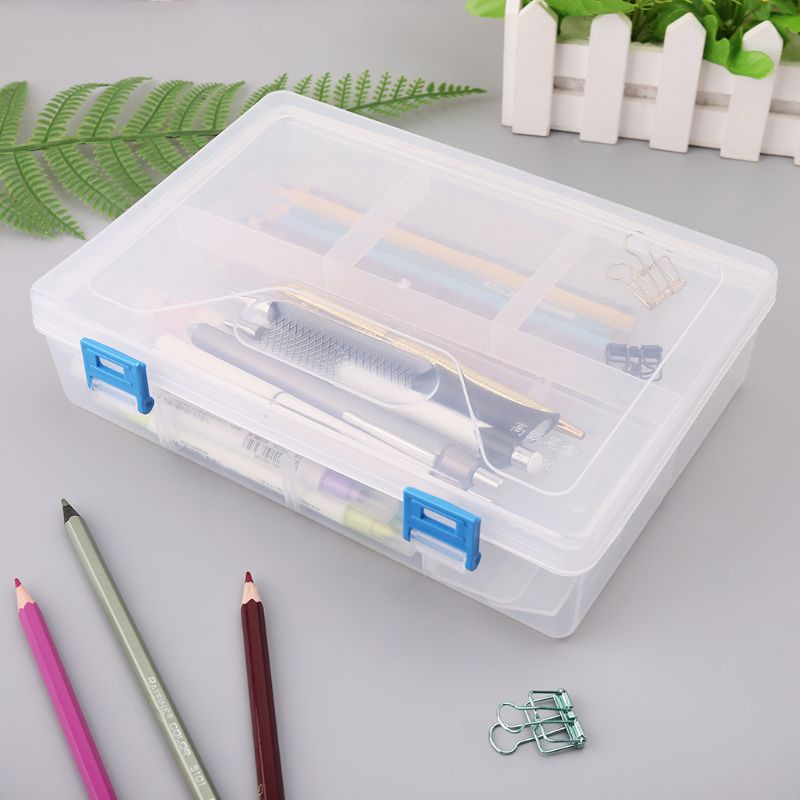 Hộp Đựng Bút Bằng Nhựa Trong Suốt Hai Lớp Tiện Dụng Scho