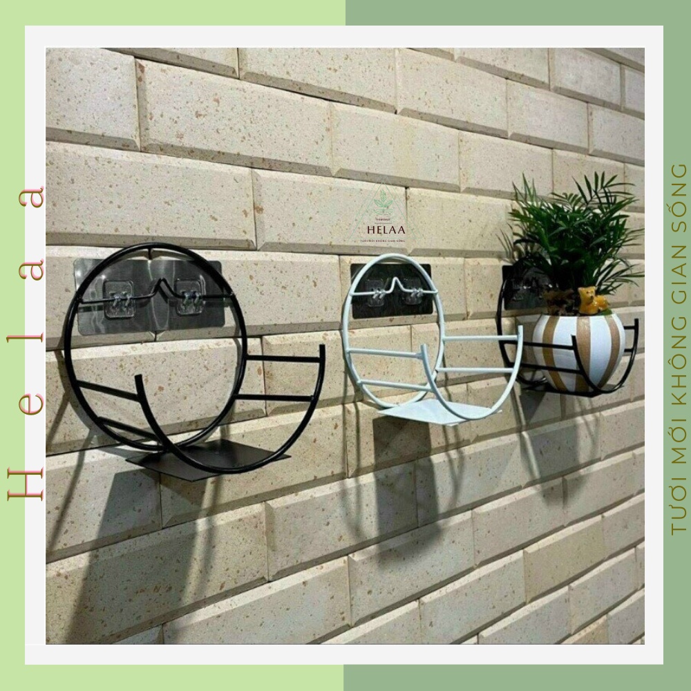 Giá Đỡ Dán Tường Treo Chậu Cây, Kệ Sắt Để Chậu Hoa, Mô Hình, Vật Dụng Nhỏ 16x9,5cm - Tặng Kèm Miếng Dán