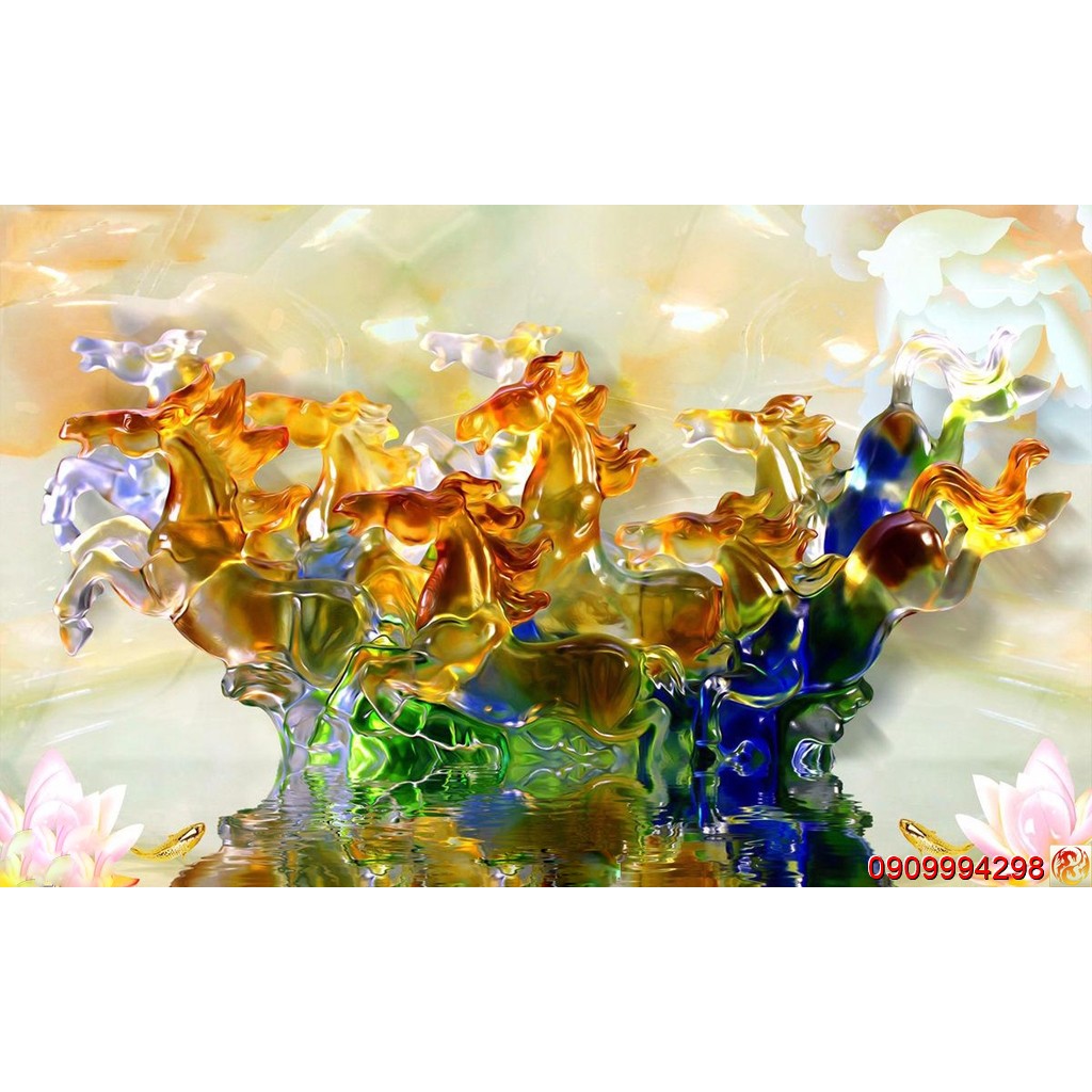 Tranh dán tường 3D mã đáo thành công