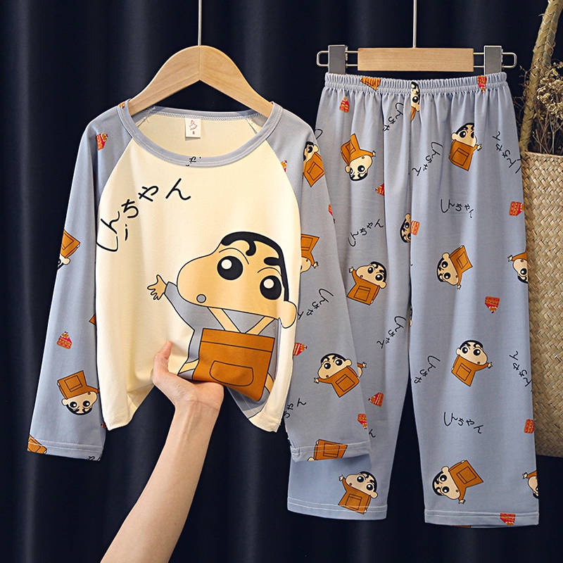 Mùa xuân và mùa thu Đồ ngủ cho trẻ em dài tay Cậu bé Phim hoạt hình Big Children Trẻ em Trường tiểu học Trang chủ Dịc