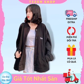 Áo khoác nỉ form rộng cardigan puppy lazy áo khoác nữ form rộng hình cún con-tizenshop