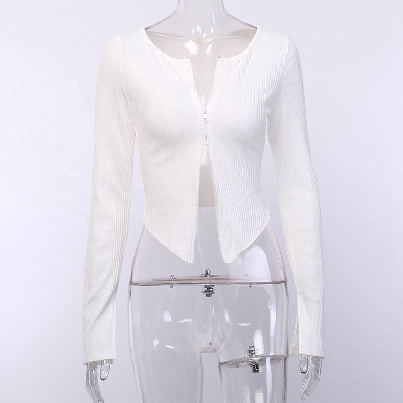 Áo Cardigan Dệt Kim Tay Dài Phối Khoá Kéo Cho Nữ | BigBuy360 - bigbuy360.vn