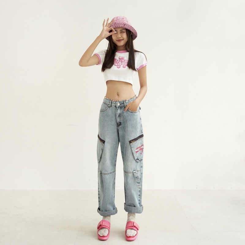 Áo ERRORIST starlight croptop trắng / xanh