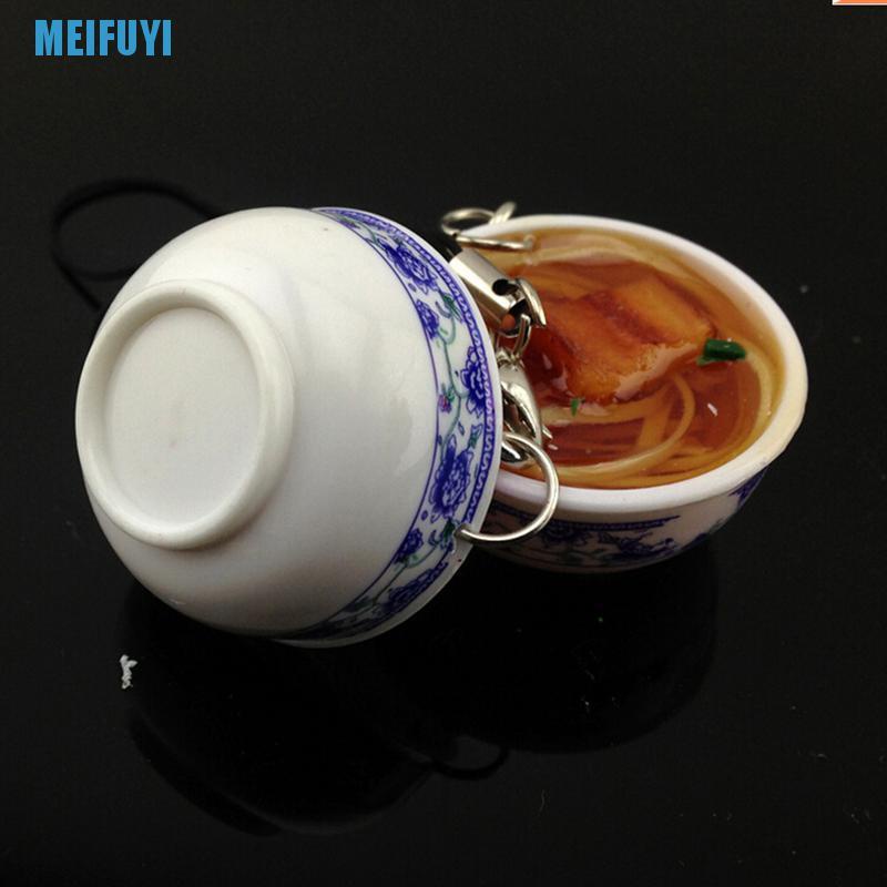 1 Móc Khóa Hình Tô Đựng Thức Ăn Trung Hoa Màu Trắng Và Xanh Dương Dễ Thương 439v