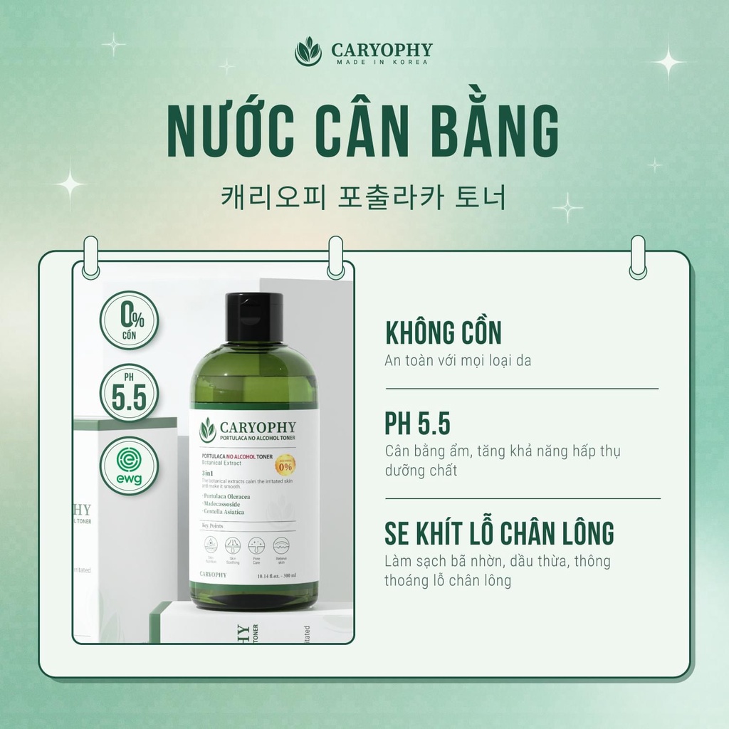 Combo làm sạch da, ngăn ngừa mụn và thâm Caryophy