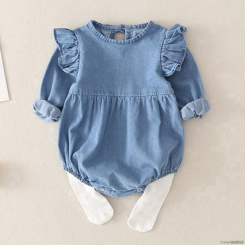 Jumpsuit tay dài phong cách Hàn Quốc kiểu dáng đơn giản đáng yêu dành cho bé gái