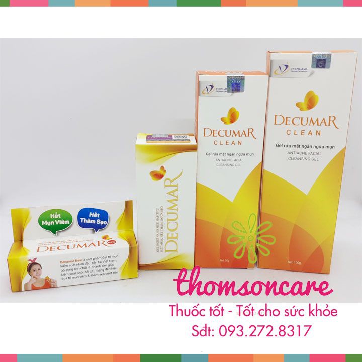 Trị mụn Decumar dạng kem và sữa rửa mặt
