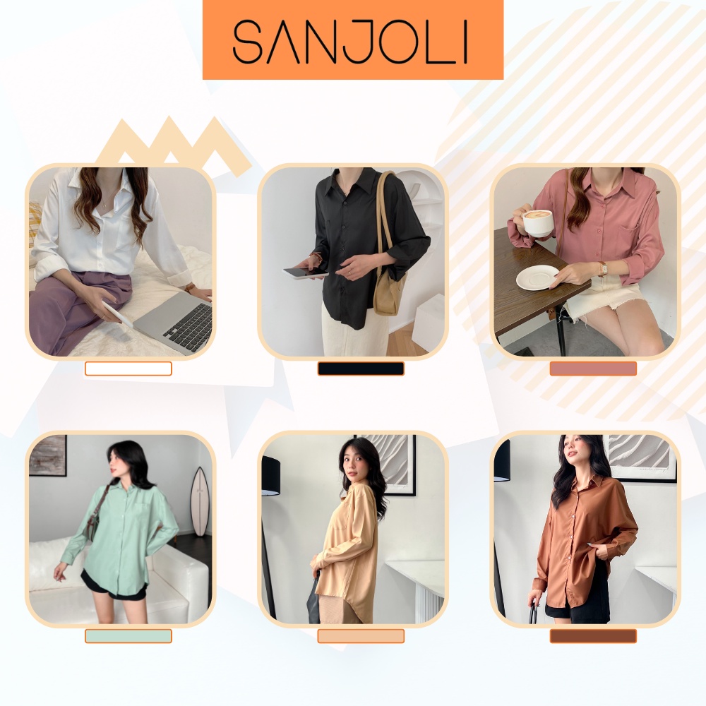 Áo Sơ Mi Nữ Kiểu SANJOLI Somi Lụa Công Sở Tay Dài Chất Thun Cao Cấp Phong Cách Hàn Quốc Vintage Màu Trắng Đẹp AO020