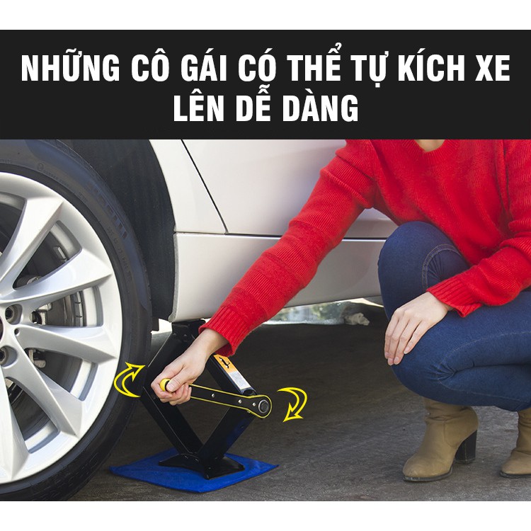 Kích nâng gầm xe ô tô - Kích lốp ô tô chữ A đầu bám xoay 360 độ - Tay siết lực cờ lê tròng tự động, tải trọng 1.5 Tấn