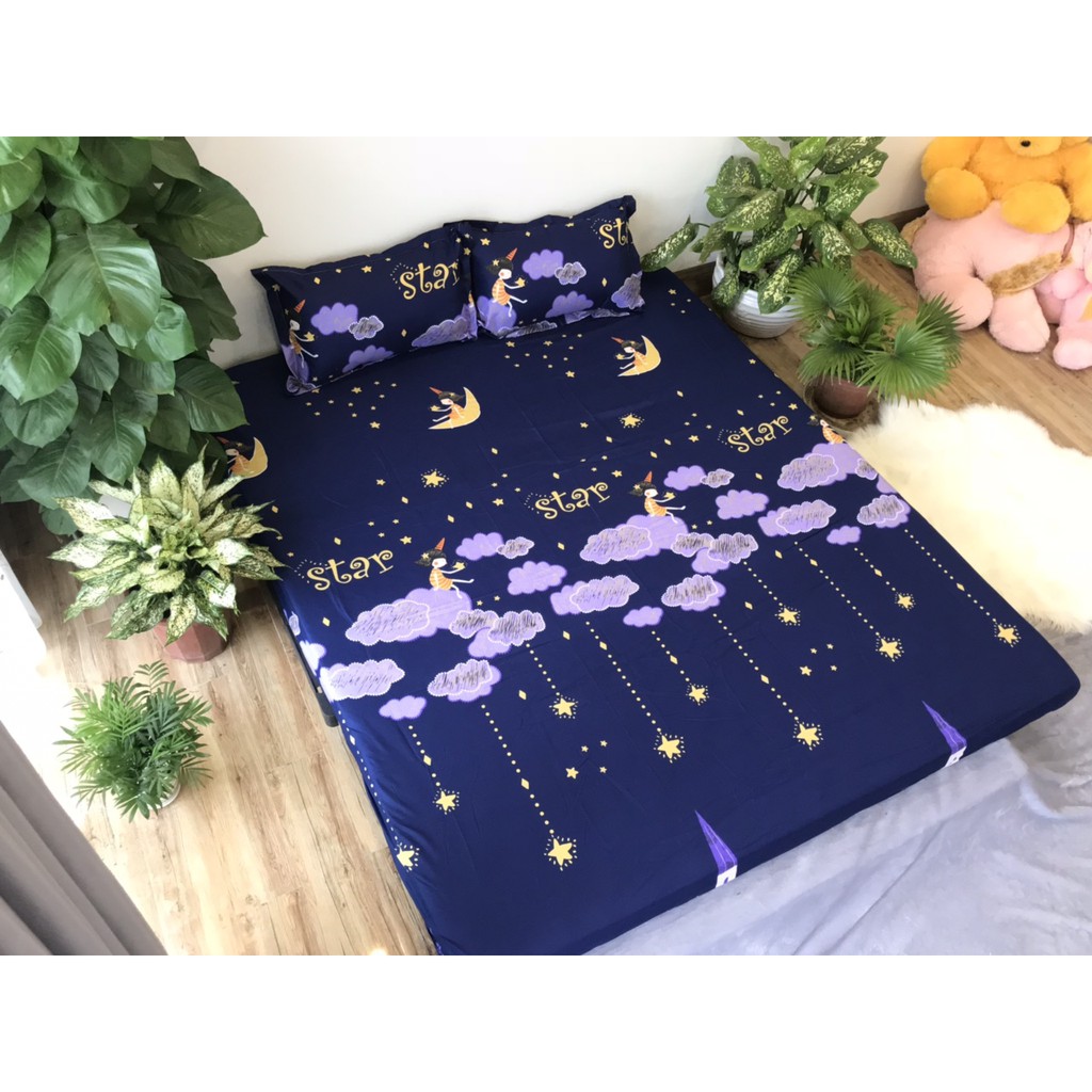 [Free ship]Ga trải giường poly cotton bọc đệm 1m4x2m,1m6x2m