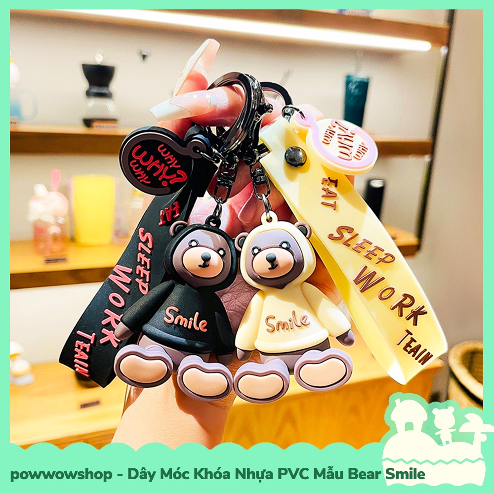 [Sẵn VN - Hỏa Tốc] Dây Móc Khóa Nhựa PVC Mẫu Gấu Bear Smile