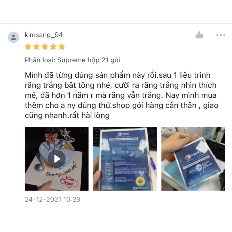 Set 7 gói Dán Trắng Răng Crest 3D White Supreme Bright