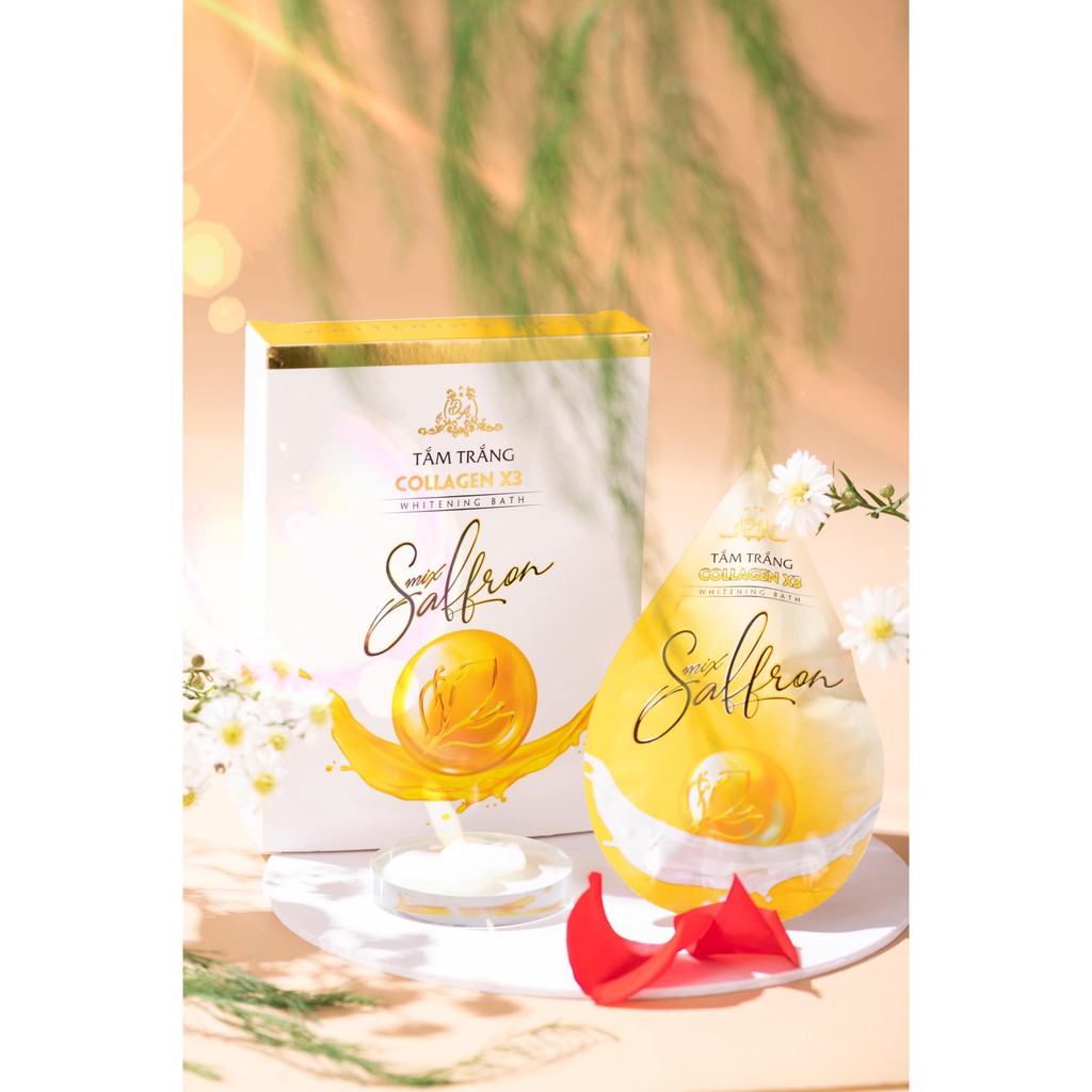 TẮM TRẮNG COLLAGEN X3 LUXURY MIX SAFFRON HỘP 3 GÓI CHÍNH HÃNG