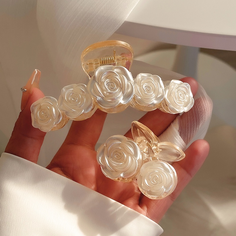 Kẹp Tóc Hình Hoa Hồng Trắng Thanh Lịch Thời Trang Hàn Quốc Cho Nữ