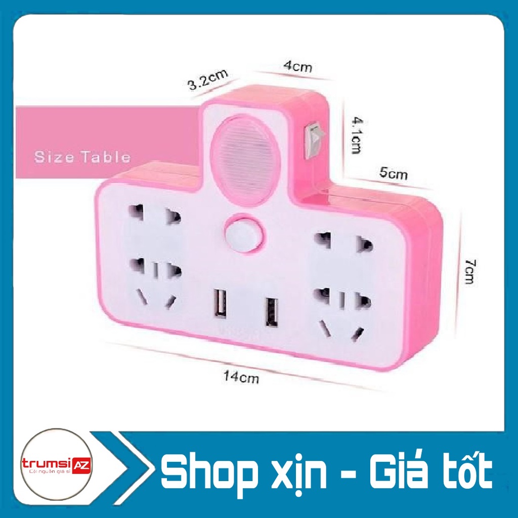 Ổ điện phát sáng CHỮ T 4 ổ 2 usb - cắm 3 chấu đa năng tiện dụng