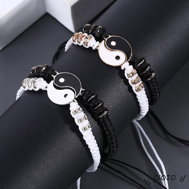 Vòng tay bằng hợp kim thiết kế mặt dây kết hợp âm dương thời trang cho cặp đôi