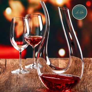 Bộ bình ly đựng rượu vang pha lê cao cấp, set 6 ly uống rượu vang kèm bình chiết hình chữ u thủy tinh