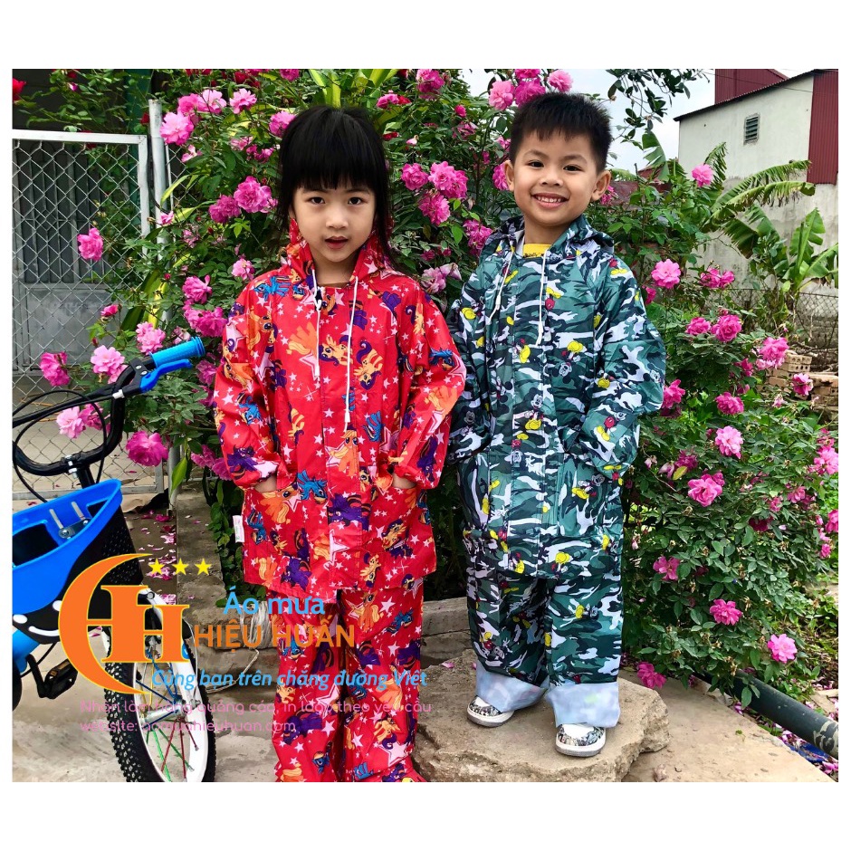 Áo Mưa Cho Bé, Áo Mưa Bộ Trẻ Em chất liệu vải dù siêu dai, siêu bền, chống rách aomuahieuhuan