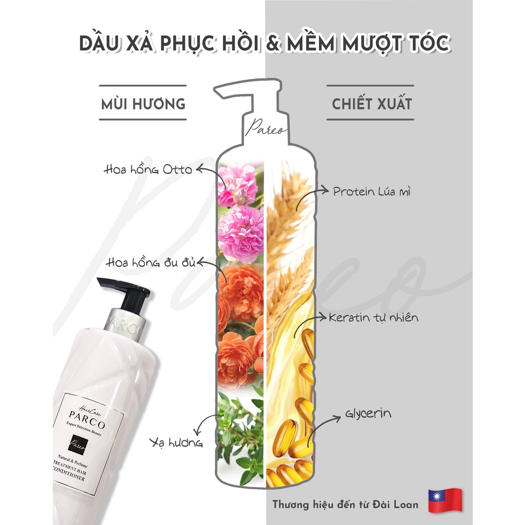 Dầu xả phục hồi và mềm mượt Parco - giúp phục hồi tóc bị hư tổn, khô xơ, giúp tóc chắc khỏe và bồng bềnh