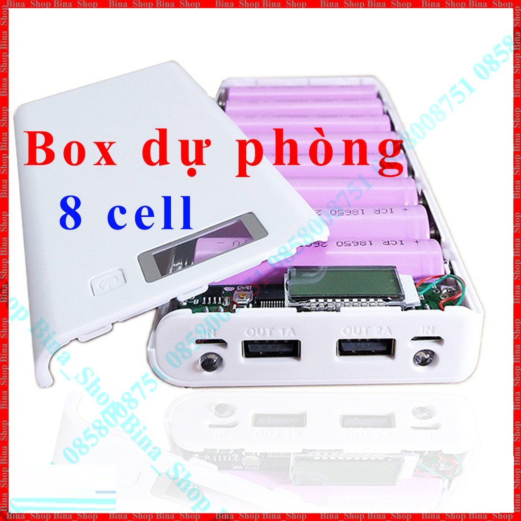 Box sạc dự phòng 8 cell LCD 2.1A