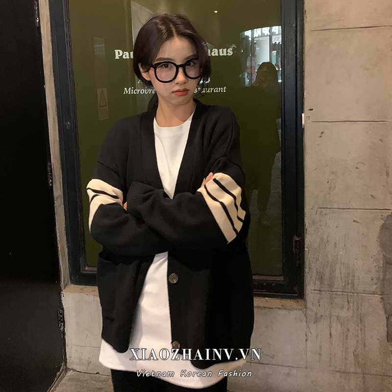 Xiaozhainv Áo Khoác Cardigan Dệt Kim Dáng Rộng Kiểu Retro Hàn Quốc Thời Trang Mùa Thu Cho Nữ