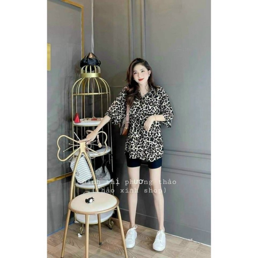 áo sơ mi nữ tay lửng hoạ tiết báo ngựa vằn cá tính Áo sơ mi nữ kiểu hoa nhí tay dài, áo kiểu nữ đẹp cổ tim bẻ sang chảnh