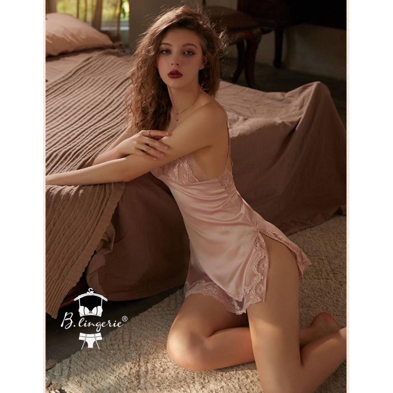 Đầm Ngủ 2 Dây Phi Lụa - B.Lingerie