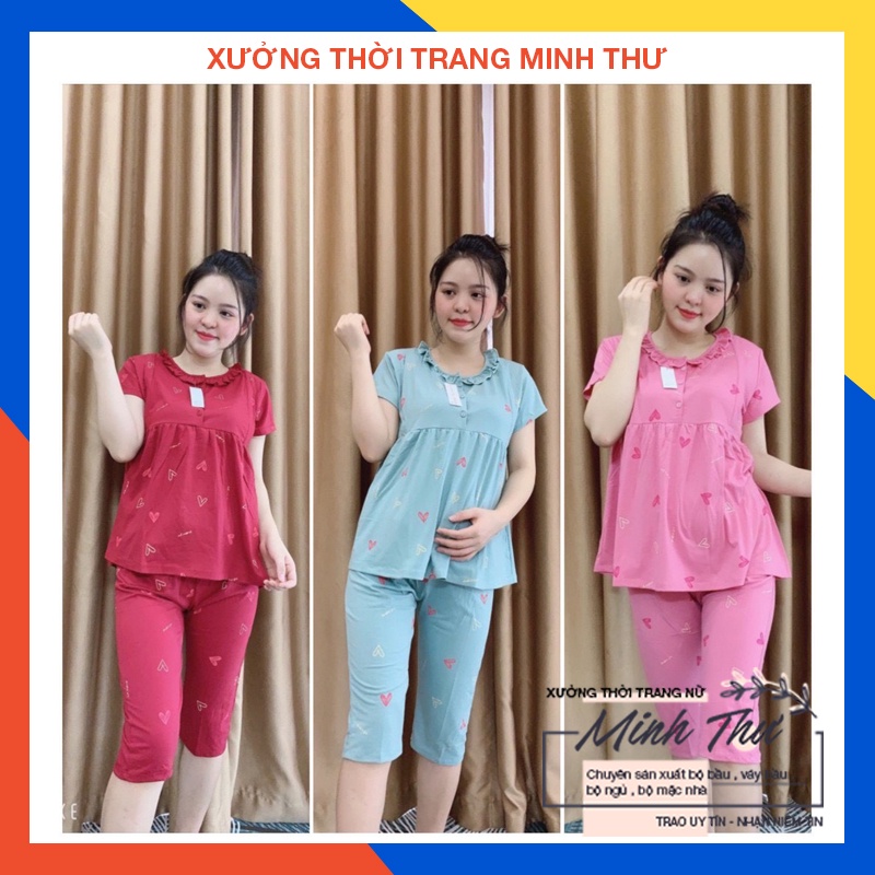 Bộ bầu - bộ sau sinh - chất liệu cotton - kiểu mới thời trang ( 3 nút  - lửng - QLTN - MS-03 )