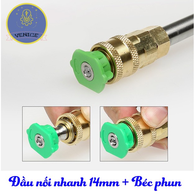 COMBO Bình phun tạo bọt tuyết + Đầu nối nhanh ren 14mm VENICE - Bảo hành 12 tháng