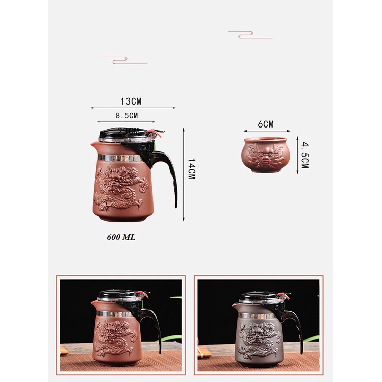 Bộ ấm chén Gốm tử sa Nghi Hưng Nhất Long 600 ml