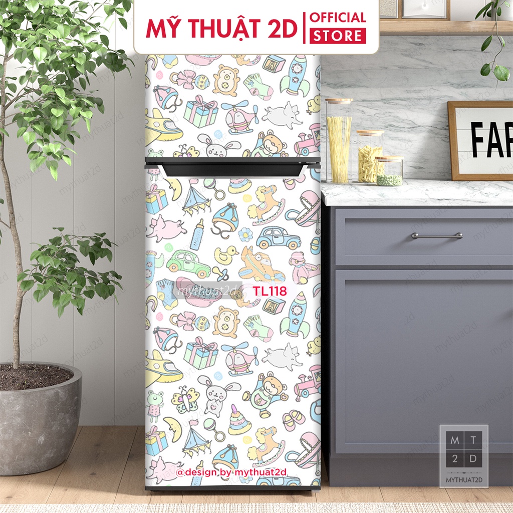 Miếng dán tủ lạnh chống thấm hoa văn Baby Shower - mã TL118
