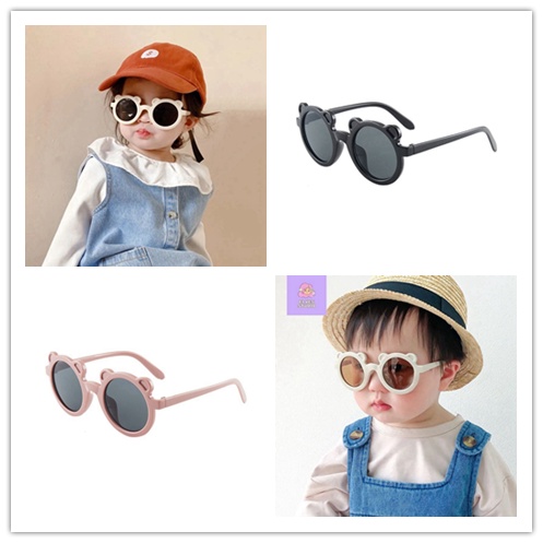 Kính Mát Gọng Tròn Hình Gấu Dễ Thương Phong Cách Hàn Quốc Cho Bé