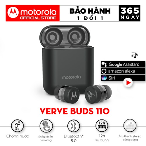 Tai nghe bluetooth Motorola không dây - VerveBuds110- Hỗ trợ đàm thoại thông minh chuẩn chống nước IPX4