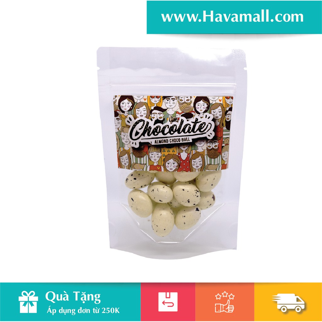 [HÀNG CHÍNH HÃNG] Kẹo Socola Trứng Khủng Long Nhân Hạnh Nhân Choco Rock Havafoodies Gói 100gr