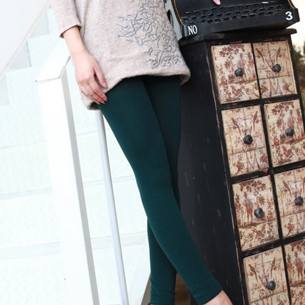 {Soltweter} Quần Tất Bó Sát Chân Dày Co Giãn Màu Trơn Ấm Áp Dành Cho Nữ