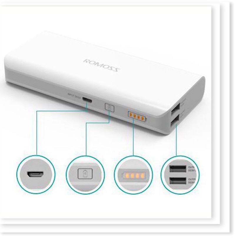 Giá Vốn - Pin sạc dự phòng romoss sense 4 dung lượng 10400mah tự động ngắt khi pin đầy