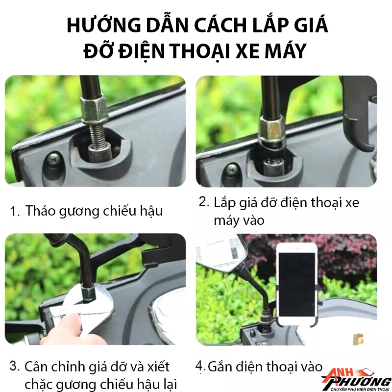 Giá Đỡ Điện Thoại Xe Máy, Kẹp C2 Kim Loại Nhôm Cao Cấp Chống Cướp Giật