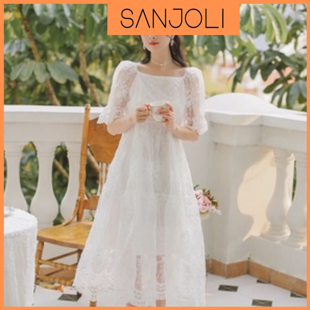 Đầm Trắng Dự Tiệc Cưới SANJOLI Váy Babydoll Đi Tiệc Sang Trọng thiết kế xòe cao cấp công chúa xinh VD015 | BigBuy360 - bigbuy360.vn