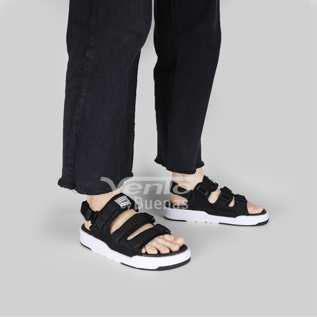 Sandal vento nam nữ SD-1001 -đen trắng 02- giày dép quai hậu đế cao 3 phân chính hãng