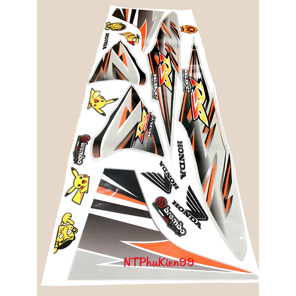 Tem rời Wave Alpha 50cc-100cc-110cc MẪU RS Màu Cam.3 Lớp Siêu Đẹp