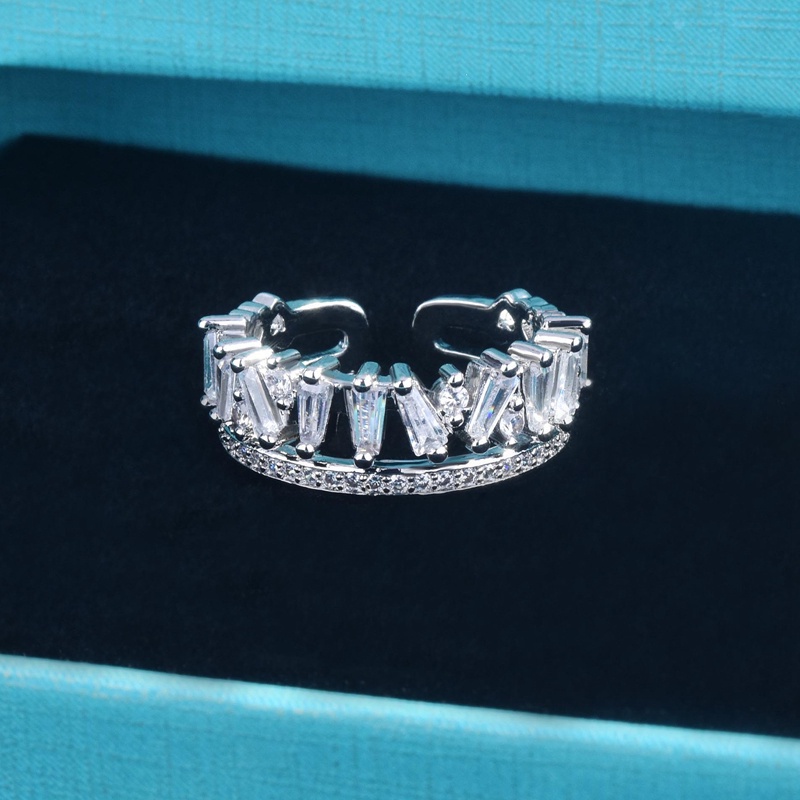 Nhẫn hai lớp đính đá zircon phong cách thời trang