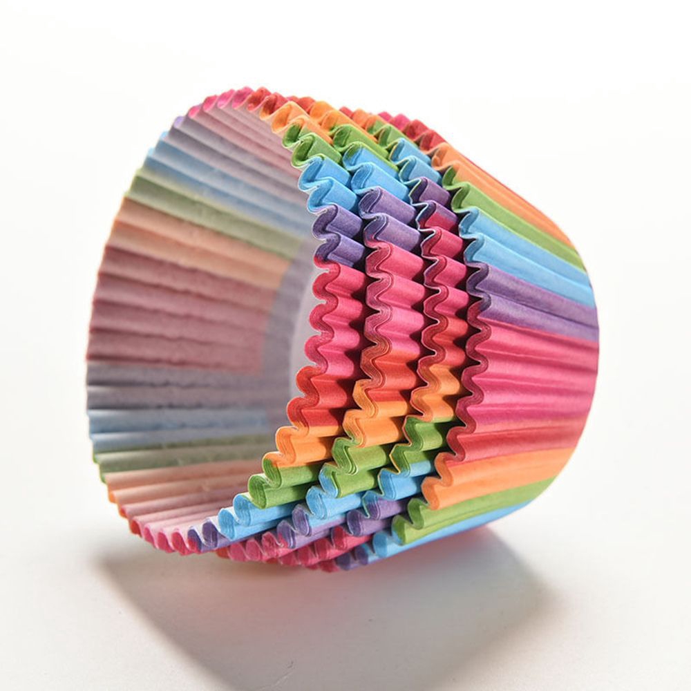 100pcs Rainbow Color Cupcake Liner Cupcake Paper Baking Cup  Cake Mold box Cup Tray Decor Tools