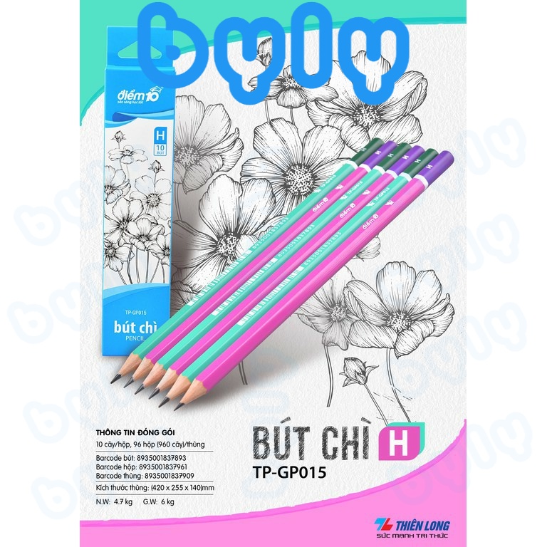 Bút Chì Gỗ Độ Cứng H 𝑻𝒉𝒊𝒆̂𝒏 𝑳𝒐𝒏𝒈 Điểm 10 TP-GP015