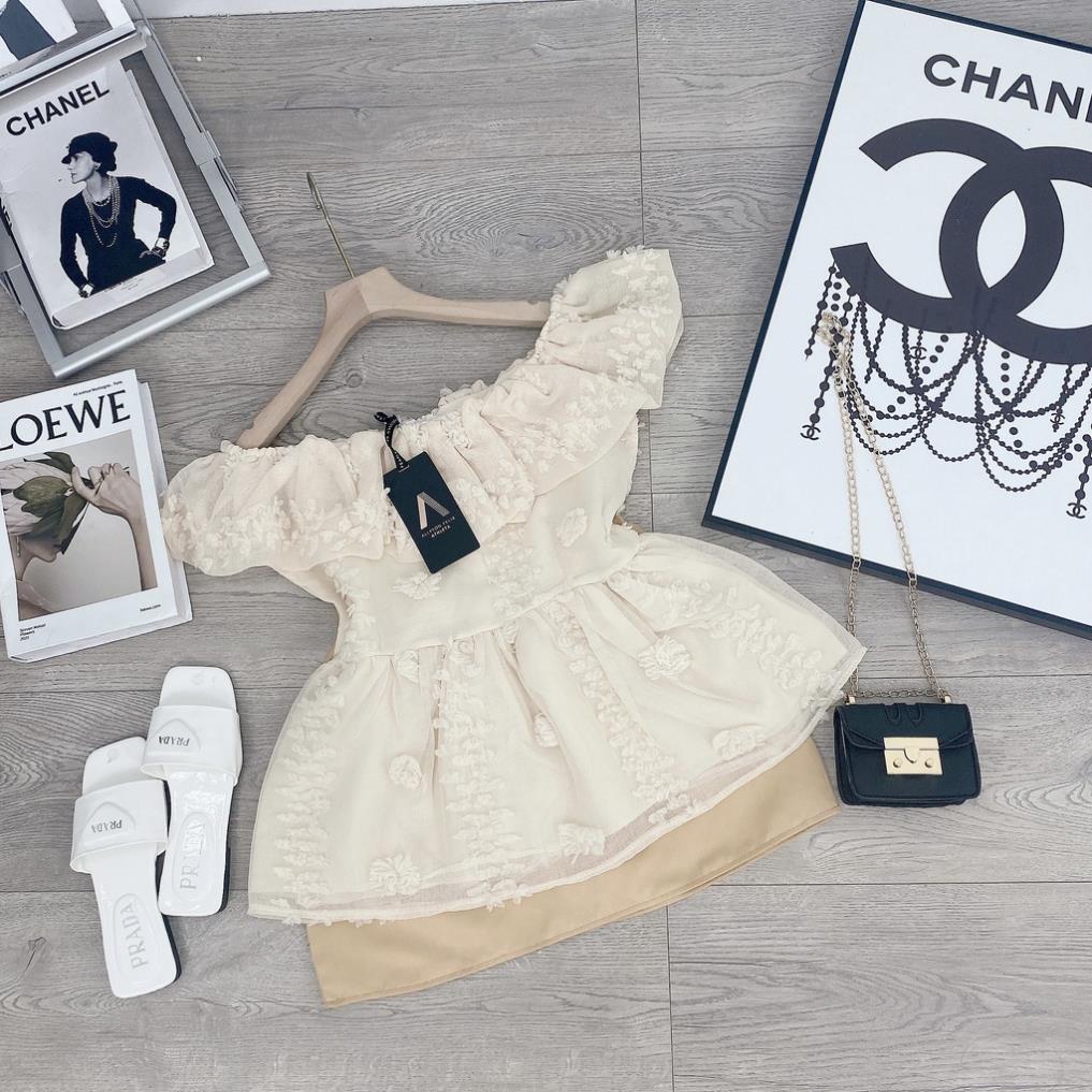 [ 𝐅𝐑𝐄𝐄 𝐒𝐇𝐈𝐏 ] SET AO TRỄ VAI VON BÔNG NỔI MIX CHÂN VÁY