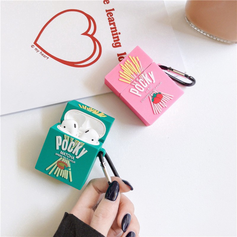 AirPods Case hộp bánh Pocky Dâu hoặc Matcha cho AirPods 1/2/Pro - Pink Planet