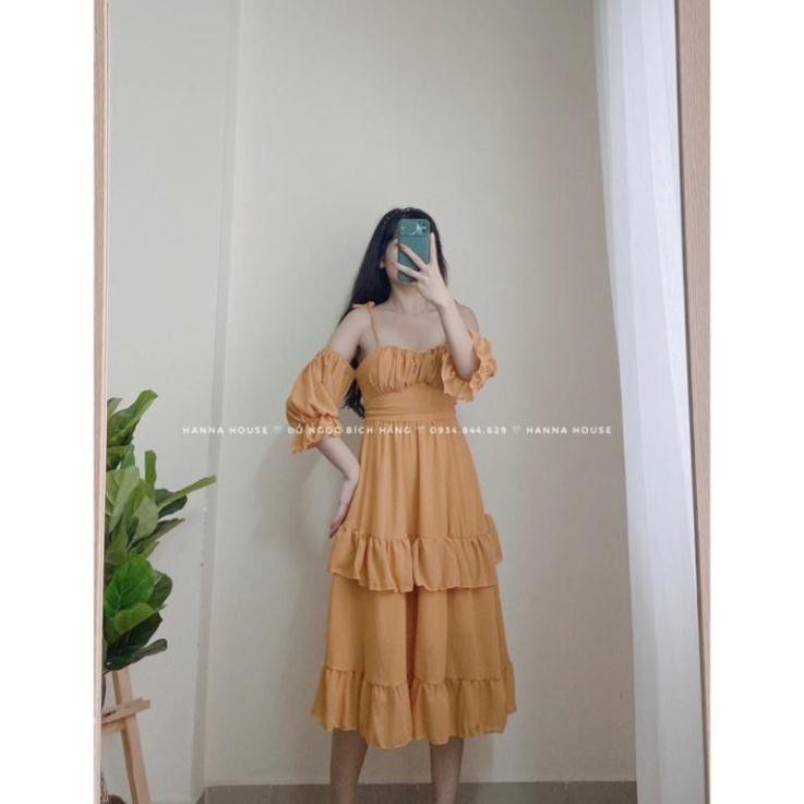 [ẢNH CHÍNH CHỦ]_Đầm Maxi 2 Dây Voan chiffon bèo xếp tầng, tongkhophuonghang 1468 | BigBuy360 - bigbuy360.vn